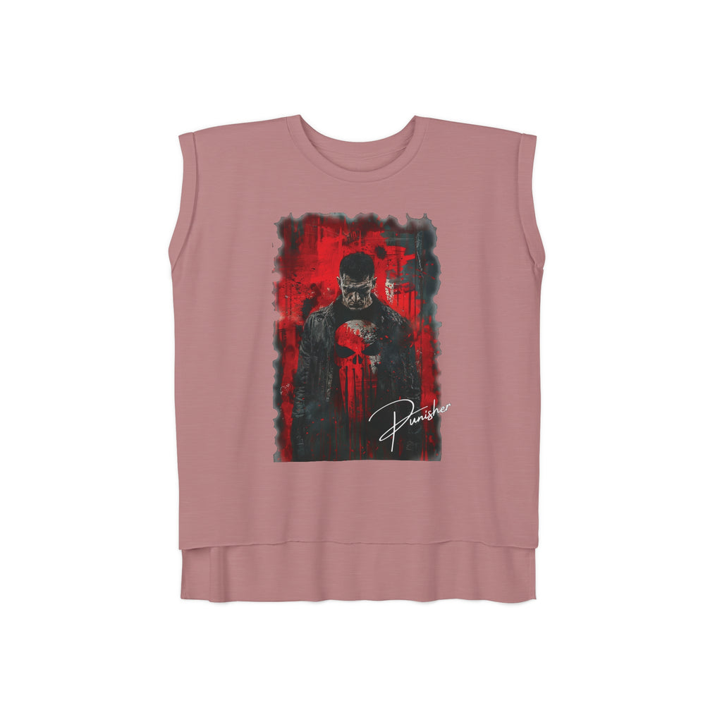 Women’s Flowy Rolled Cuffs Punisher Muscle Tee-T-Shirt-BOLD InStyle