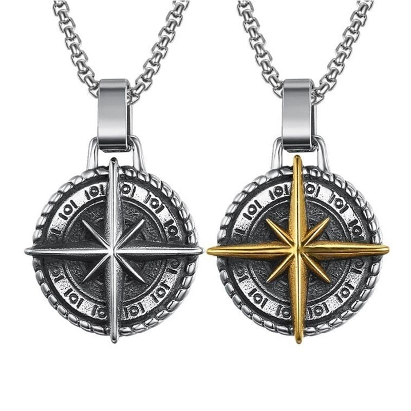 Vintage Viking Compass Pendant Necklace for Men-0-BOLD InStyle
