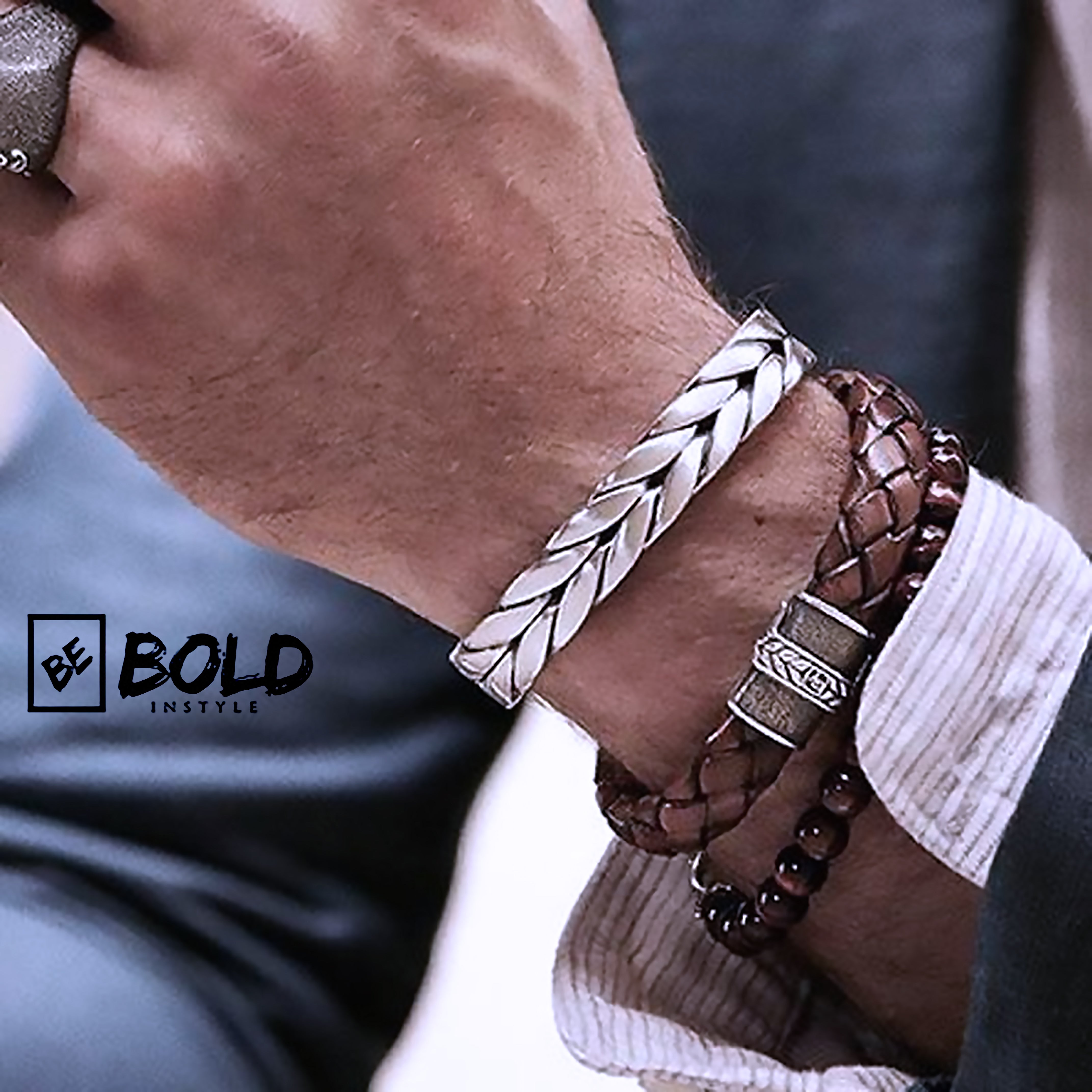 Stainless Steel Vintage Leather Bracelets Set for Men-BOLD InStyle