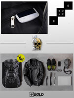 3D Skull Leather Backpack with Hood Cap-BOLD InStyle