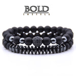 2PCS/Set Matte Black Natural Stone Bracelet-BOLD InStyle