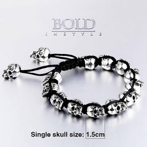 Stainless Steel Hand-Woven Skull Link Bracelet-BOLD InStyle