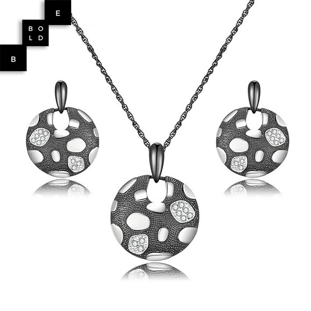 Round Metal Drops Necklace/Earrings Set for Women-BOLD InStyle