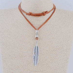 Feathers Pendant Genuine Leather Necklace-BOLD InStyle