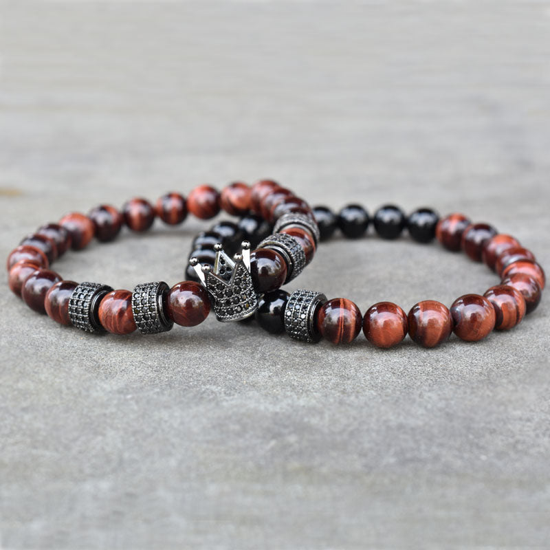 Natural Red Stone Beads Crown Bracelet-BOLD InStyle