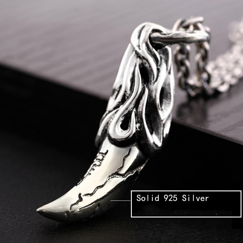 Sterling Silver Wolf Tooth Pendant Necklace-BOLD InStyle