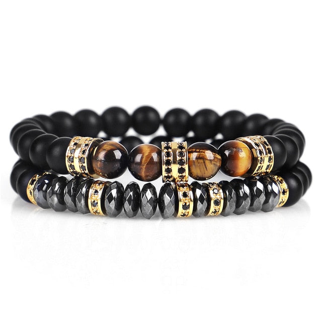 2pcs\set Tiger Eye Beads Bracelet-BOLD InStyle