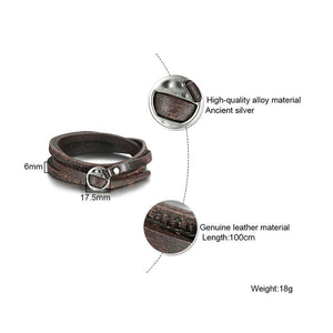 Vintage Men Leather Wrap Bracelet-BOLD InStyle