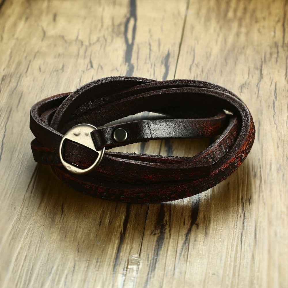 Vintage Men Leather Wrap Bracelet-BOLD InStyle