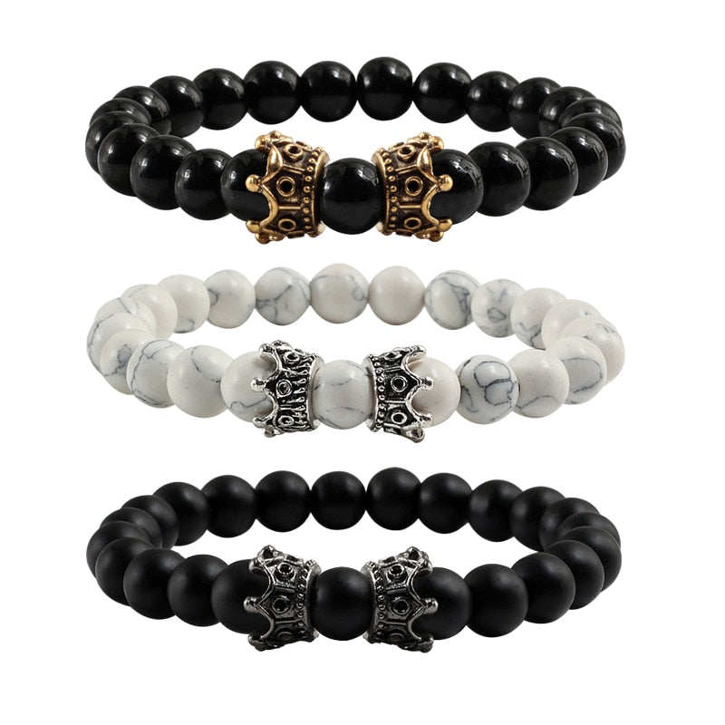 Double Crown Natural Stone Bracelets-BOLD InStyle