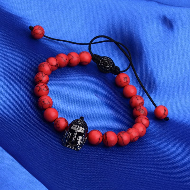 Red Natural Stone Beads Lace Warrior Bracelets-BOLD InStyle