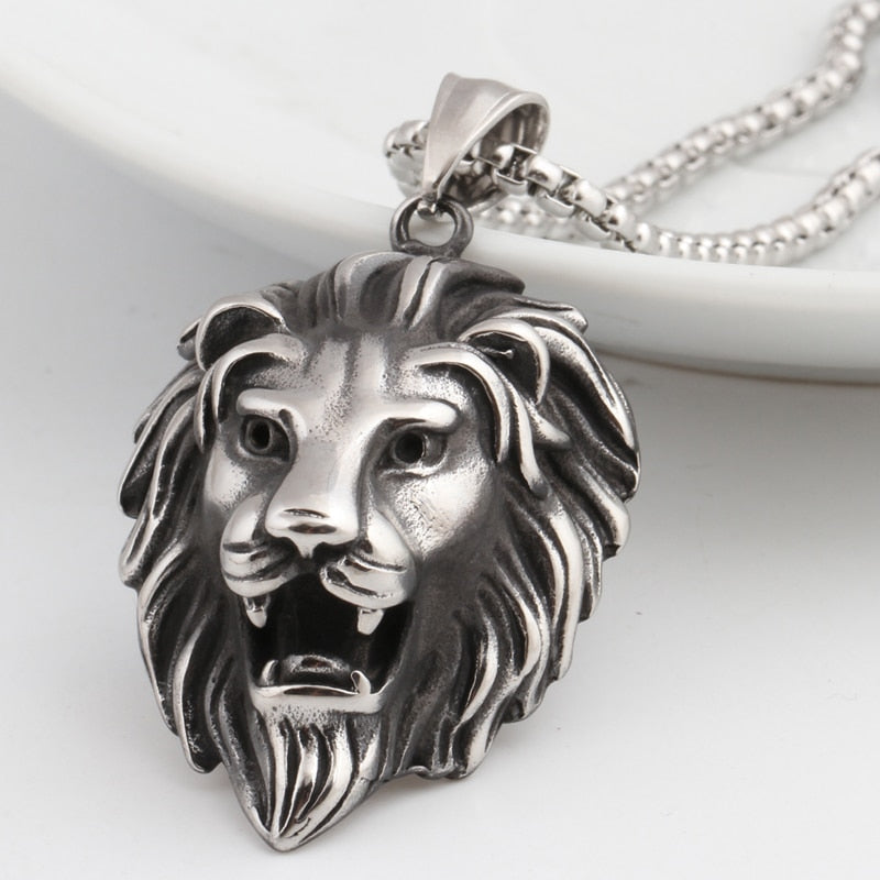 Lion Head Stainless Steel Pendant Necklace-BOLD InStyle