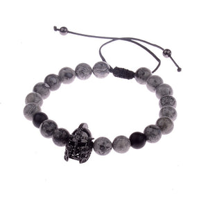 Grey Natural Stone Beads Lace Warrior Bracelets-BOLD InStyle