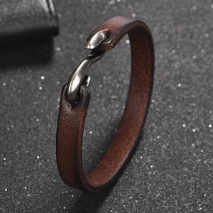 Vintage Black/Brown Genuine Leather Hook Bracelet-BOLD InStyle