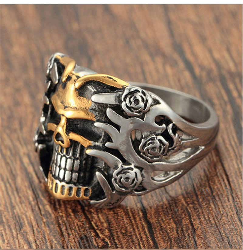 Gothic Flower Skull Ring-BOLD InStyle