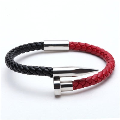 The Nail Genuine Leather Stainless Steel Bracelet-BOLD InStyle