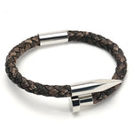 Vintage Genuine Leather Stainless Steel Magnetic Clasp Bracelets-BOLD InStyle