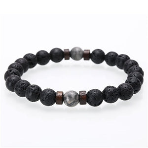 Natural Stone handmade lava stone & wood beads bracelet-BOLD InStyle