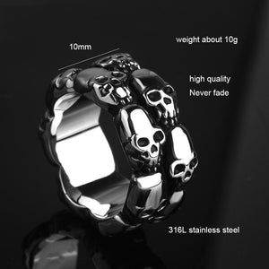 Skulls Marching Titanium Steel Ring-BOLD InStyle