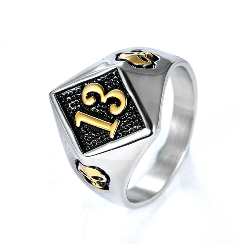Lucky Number 13 Biker Stainless Steel Ring-BOLD InStyle