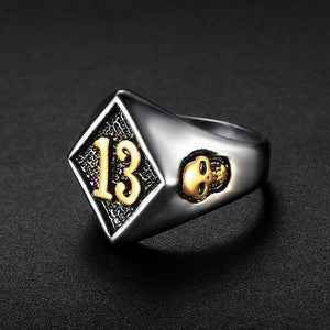 Lucky Number 13 Biker Stainless Steel Ring-BOLD InStyle