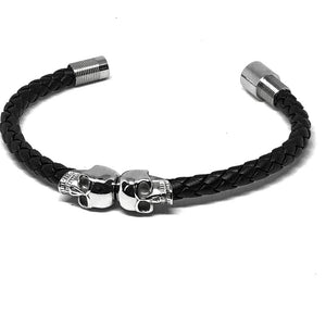 Stainless Steel Leather Skull Charm Bracelets-BOLD InStyle